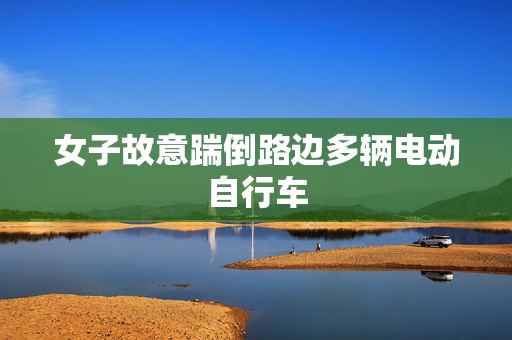 女子故意踹倒路边多辆电动自行车